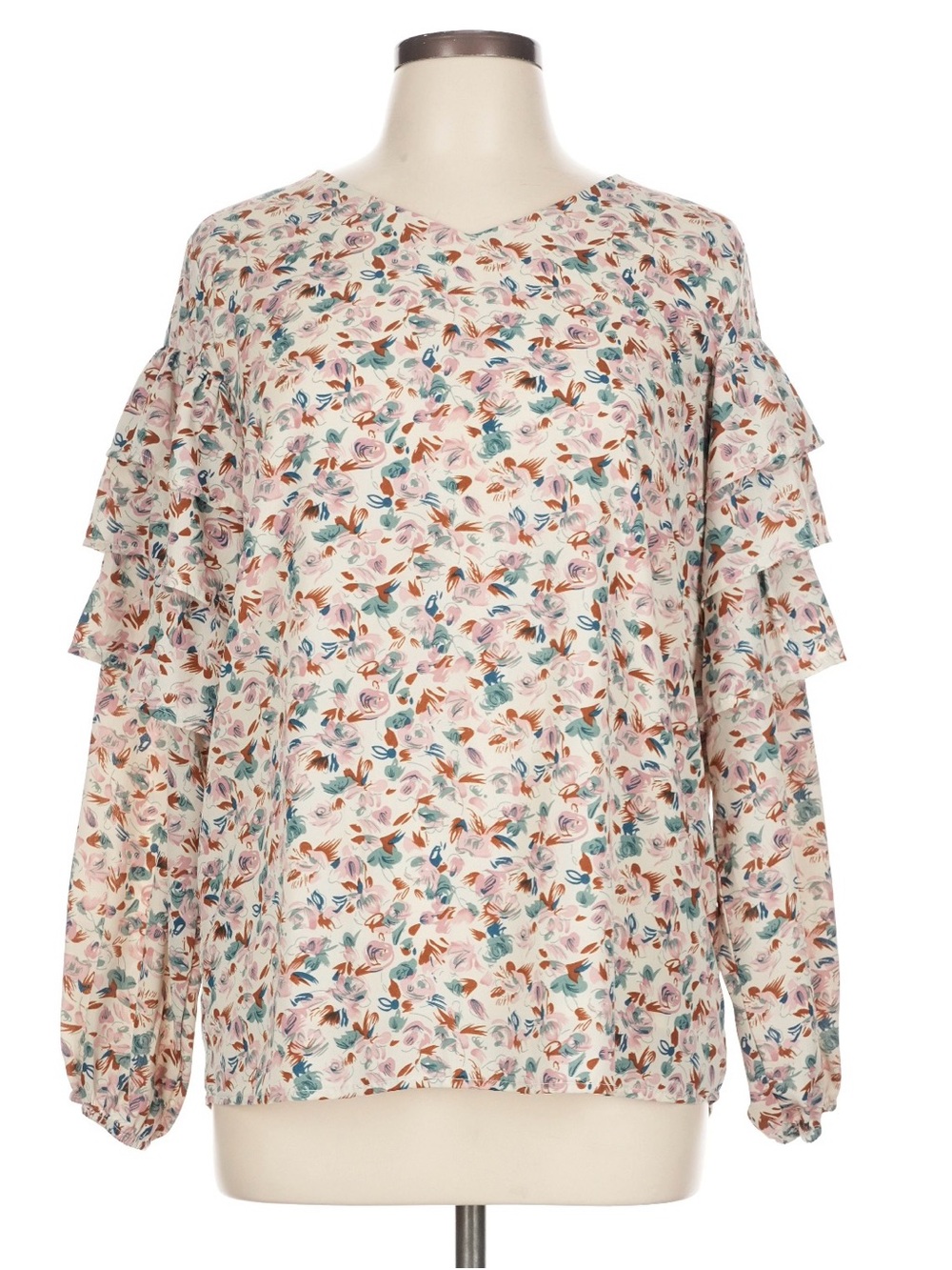 Floral Ruffle Long Sleeve Blouse
